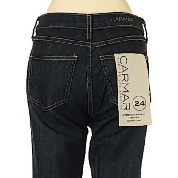NEW Carmar Stretch Mid-Rise Skinny Jeans Size 24 - Picture 3 of 4